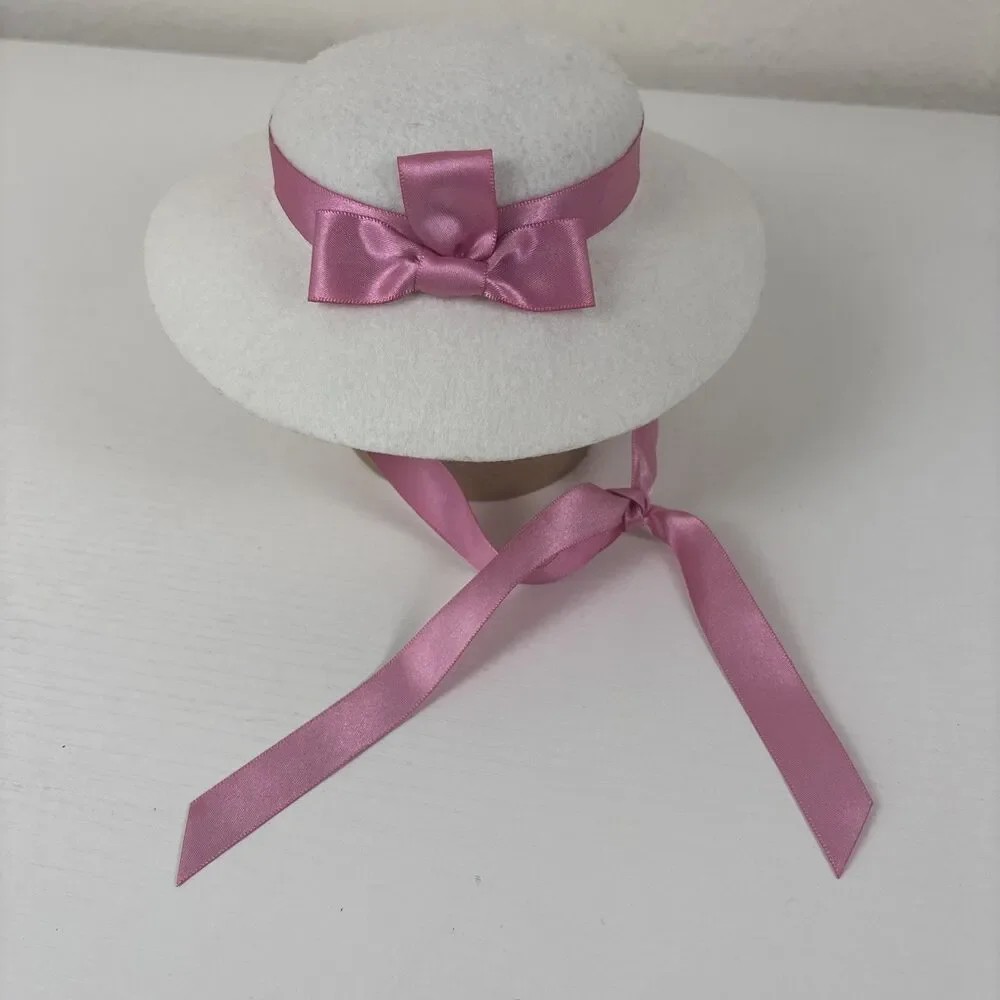American Girl Doll Marie Grace Summer White Hat Pink Ribbon -  Meet Accessories